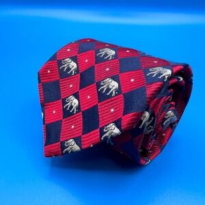Tango by Max Raab Mens Silk Tie Navy Red Checkerboard Elephant Stars USA Made